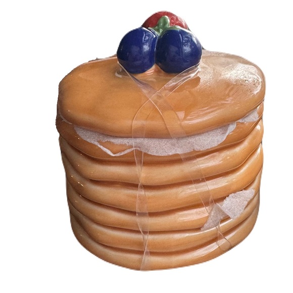 Pancake Shaped Stoneware Canister - Picture 2 of 6